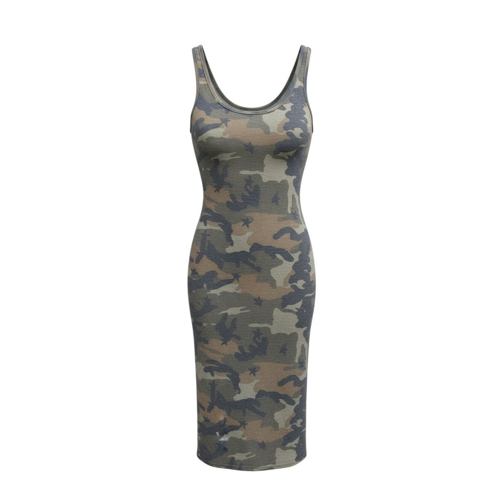 Cacia Tank Top Womens S Green Camo Racerback Sleeveless Scoop Neck USA Made